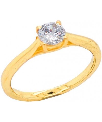 Solid 14k Yellow Gold Solitaire AAA CZ Cathedral Set Engagement Ring (Size XS-XXL Stone) 5mm cubic zirconia $58.50 Rings