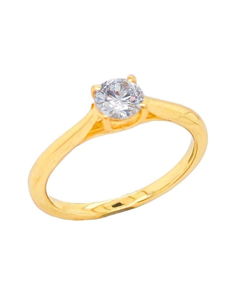 Solid 14k Yellow Gold Solitaire AAA CZ Cathedral Set Engagement Ring (Size XS-XXL Stone) 5mm cubic zirconia $58.50 Rings