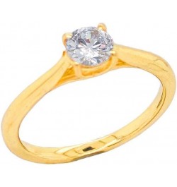 Solid 14k Yellow Gold Solitaire AAA CZ Cathedral Set Engagement Ring (Size XS-XXL Stone) 5mm cubic zirconia $58.50 Rings