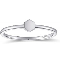 Hexagon Shape Rings 925 Sterling Silver Statement Rings Stackable Ring for Women Girls Simple Hexagon Model Rings Size 5-9 8 ...