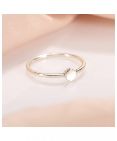 Hexagon Shape Rings 925 Sterling Silver Statement Rings Stackable Ring for Women Girls Simple Hexagon Model Rings Size 5-9 8 ...