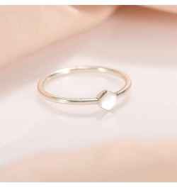 Hexagon Shape Rings 925 Sterling Silver Statement Rings Stackable Ring for Women Girls Simple Hexagon Model Rings Size 5-9 8 ...