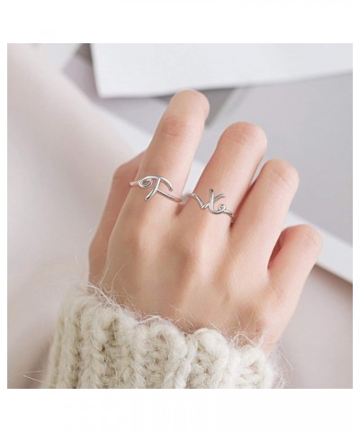 Personalized 925 Sterling Silver Initial Letter Ring A-Z Stackable Ring Adjustable Size 6-11(with Gift Box) Initial Ring g $1...