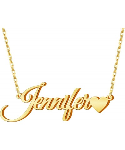 Name Necklace Personalized with Heart Symbol, 18K Gold Plated Custom Name Necklace, Personalized Gifts for Women Necklace-01 ...