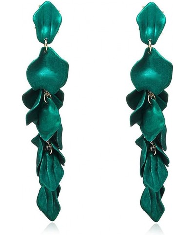 Acrylic Rose Petal Dangle Exaggerated Flower Bohemian Hanging Long Hanging Tassel Earrings For Women Green $7.42 Earrings