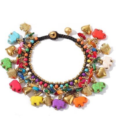 Boho Elephant Charm Howlite Beaded Bracelet Multi Piece Set for Women Fashion Jewelry Elephant-MultiColored $10.79 Bracelets