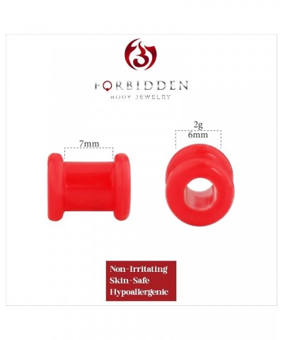 Set of 2G Ultra Soft Comfort Fit Silicone Ear Gauges, 2 Gauge 6mm Flat Double Flared Tunnel Plug Earrings 6mm (2G) Red $7.64 ...