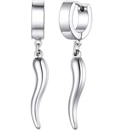 Huggie Hoop Earrings for Women-Stainless Steel/18K Gold Plated Dangling Drop Earring Ankh/Cross/Padlock/Italian Horn/Eye/Key ...