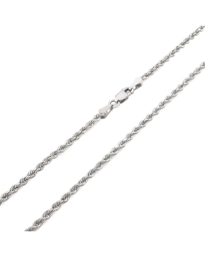 10k White Gold 2mm Solid Rope Chain Diamond Cut Pendant Necklace, Mens Womens Jewelry 16" 18" 20" 22" 24 18 $149.97 Necklaces