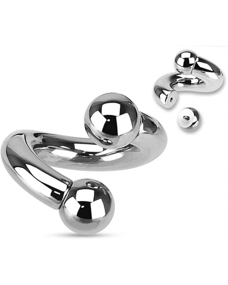 Twists with Balls 316L Surgical Steel Internally Threaded 0GA, Length: 12mm, Ball Size: 10mm $9.17 Body Jewelry