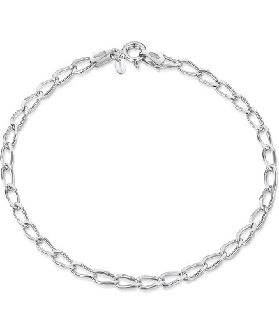 Women's 925 Sterling Silver Link Chain Bracelet for Charms (Adjustable) Silver $9.68 Bracelets