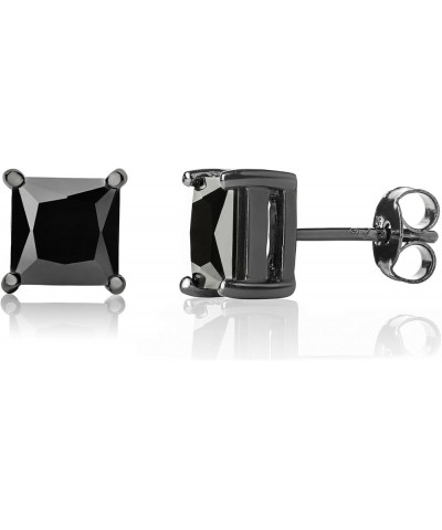 Sterling Silver Black Cubic Zirconia Princess-Cut Stud Earrings 7 MM $10.43 Earrings