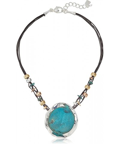 Womens Mixed Stone Oval Bib Necklace Turquoise/Patina $30.24 Necklaces