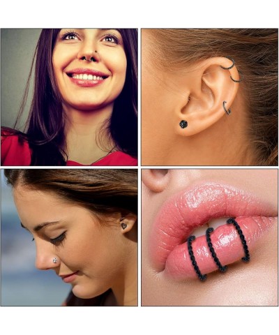 32 Pieces C-shaped Nose Ring Bone Stud Hoop Tragus Nose Studs Bone Curved Hoop Tragus Cartilage Hoop Piercing Black $8.92 Bod...