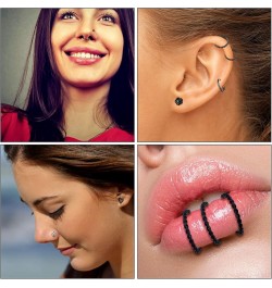 32 Pieces C-shaped Nose Ring Bone Stud Hoop Tragus Nose Studs Bone Curved Hoop Tragus Cartilage Hoop Piercing Black $8.92 Bod...