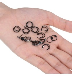 32 Pieces C-shaped Nose Ring Bone Stud Hoop Tragus Nose Studs Bone Curved Hoop Tragus Cartilage Hoop Piercing Black $8.92 Bod...