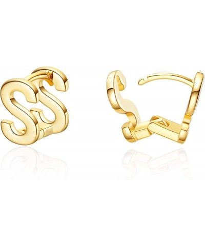 Chunky Gold Plated Initial Hoop Earrings for Women 14K Gold Plated Letters A-Z Hoop Earrings for Women S : Gold Plated $8.84 ...