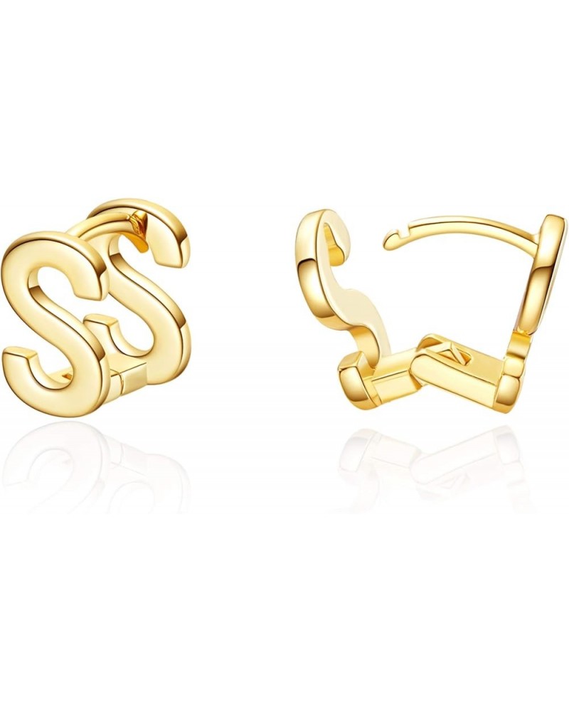 Chunky Gold Plated Initial Hoop Earrings for Women 14K Gold Plated Letters A-Z Hoop Earrings for Women S : Gold Plated $8.84 ...