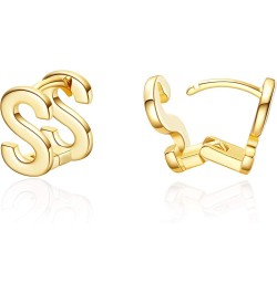 Chunky Gold Plated Initial Hoop Earrings for Women 14K Gold Plated Letters A-Z Hoop Earrings for Women S : Gold Plated $8.84 ...