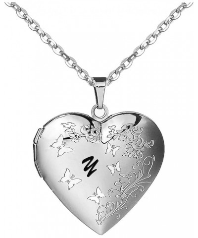 Heart Locket Necklace for Women Girls That Holds Pictures Initial Letter A-Z Butterfly Necklaces Photo Lockets Y $9.85 Necklaces