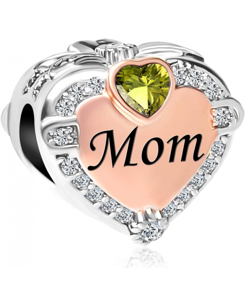 Rose Gold Mom Heart Love Charm Bead for Bracelets August $9.53 Bracelets