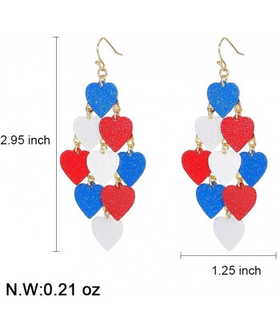 American Flag Earrings Star Heart Earrings for Women, 4th of July Patriotic Dangle Earrings with Glitter Finding Drops Indepe...