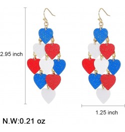 American Flag Earrings Star Heart Earrings for Women, 4th of July Patriotic Dangle Earrings with Glitter Finding Drops Indepe...