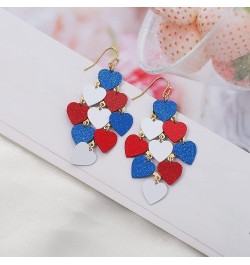 American Flag Earrings Star Heart Earrings for Women, 4th of July Patriotic Dangle Earrings with Glitter Finding Drops Indepe...