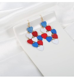 American Flag Earrings Star Heart Earrings for Women, 4th of July Patriotic Dangle Earrings with Glitter Finding Drops Indepe...