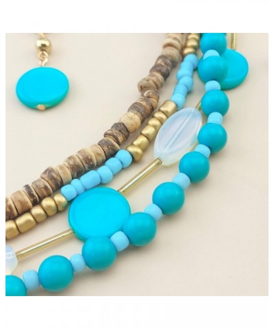 4 Multi Strand Beaded Statement Necklace Earrings for Women 17.5" Collar Necklace Set N0048-blue $11.21 Necklaces