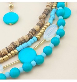 4 Multi Strand Beaded Statement Necklace Earrings for Women 17.5" Collar Necklace Set N0048-blue $11.21 Necklaces