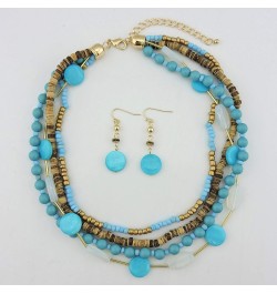 4 Multi Strand Beaded Statement Necklace Earrings for Women 17.5" Collar Necklace Set N0048-blue $11.21 Necklaces