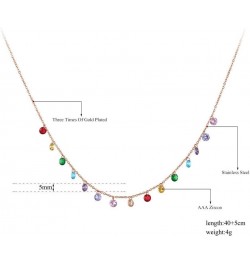 Trendy Boho Stainless Steel Colorful CZ Crystal Rainbow Choker Necklaces for Women, Dainty Rhinestone Beaded 14k Gold Chain L...