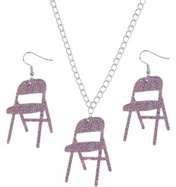 3Pcs Chair Necklace Earrings Jewelry Set for Women,Chair Chain Necklace Folding Chair Necklace Chair Earrings Jewelry Accesso...