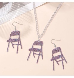 3Pcs Chair Necklace Earrings Jewelry Set for Women,Chair Chain Necklace Folding Chair Necklace Chair Earrings Jewelry Accesso...