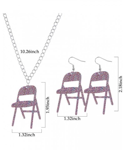 3Pcs Chair Necklace Earrings Jewelry Set for Women,Chair Chain Necklace Folding Chair Necklace Chair Earrings Jewelry Accesso...