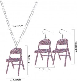 3Pcs Chair Necklace Earrings Jewelry Set for Women,Chair Chain Necklace Folding Chair Necklace Chair Earrings Jewelry Accesso...