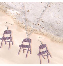 3Pcs Chair Necklace Earrings Jewelry Set for Women,Chair Chain Necklace Folding Chair Necklace Chair Earrings Jewelry Accesso...