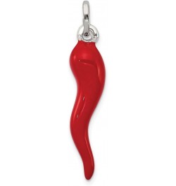 925 Sterling Silver Red Enamel Italian Horn Pendant Fine Jewelry for Women (L- 33 mm W- 7 mm) $31.83 Pendants