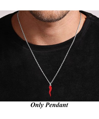 925 Sterling Silver Red Enamel Italian Horn Pendant Fine Jewelry for Women (L- 33 mm W- 7 mm) $31.83 Pendants