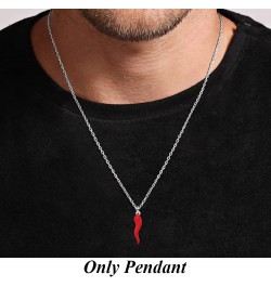 925 Sterling Silver Red Enamel Italian Horn Pendant Fine Jewelry for Women (L- 33 mm W- 7 mm) $31.83 Pendants