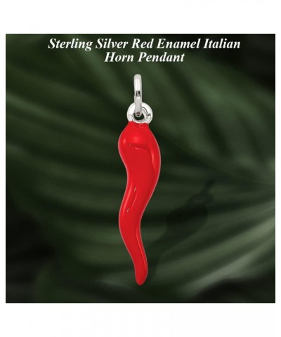 925 Sterling Silver Red Enamel Italian Horn Pendant Fine Jewelry for Women (L- 33 mm W- 7 mm) $31.83 Pendants