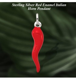 925 Sterling Silver Red Enamel Italian Horn Pendant Fine Jewelry for Women (L- 33 mm W- 7 mm) $31.83 Pendants