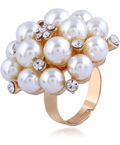 Pearl Ring Adjustable Open Pearl Stackable Ring Vintage Freshwater Pearl Finger Ring Pearl Statement Ring Jewelry for Women G...