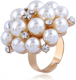 Pearl Ring Adjustable Open Pearl Stackable Ring Vintage Freshwater Pearl Finger Ring Pearl Statement Ring Jewelry for Women G...