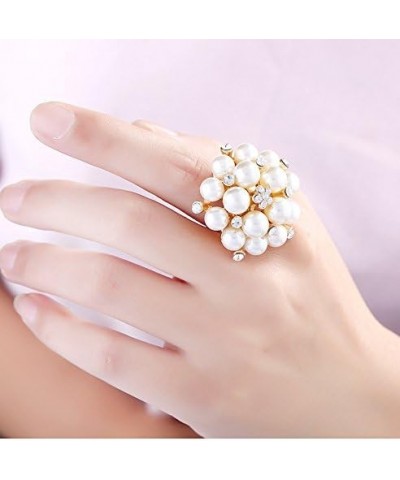 Pearl Ring Adjustable Open Pearl Stackable Ring Vintage Freshwater Pearl Finger Ring Pearl Statement Ring Jewelry for Women G...