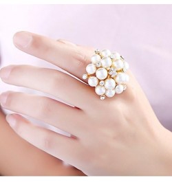 Pearl Ring Adjustable Open Pearl Stackable Ring Vintage Freshwater Pearl Finger Ring Pearl Statement Ring Jewelry for Women G...