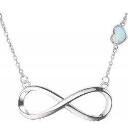 Infinity Necklace for Women 925 Sterling Silver Infinity Opal Pendant Necklace Jewelry for Women Girlfriend Double Circle Dou...