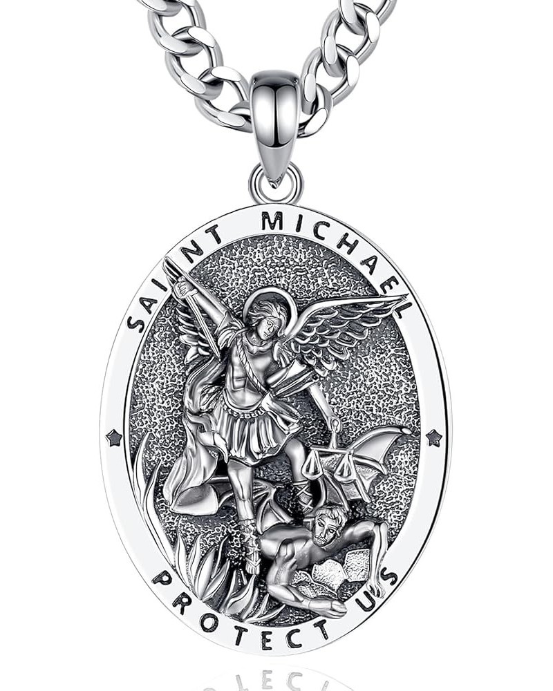 Unique Religious Gifts for Men Women, St. Michael/St. Christopher/St. Benedict/Virgin Mary Pendant Necklaces St Michael - Ova...