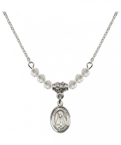 April Birth Month Bead Necklace with Catholic Patron Saint Petite Charm, 18 Inch Saint Martha $32.44 Necklaces